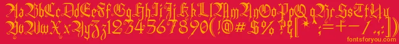HeidornHill-Schriftart – Orangefarbene Schriften auf rotem Hintergrund