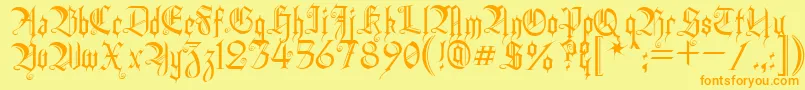 HeidornHill-fontti – oranssit fontit keltaisella taustalla