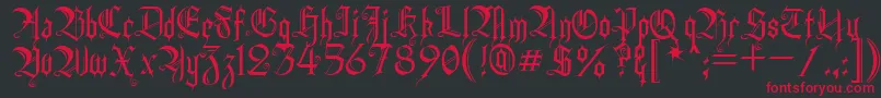 HeidornHill-fontti – punaiset fontit mustalla taustalla