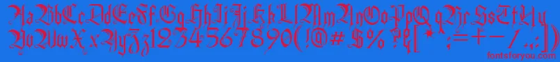 フォントHeidornHill – 赤い文字の青い背景