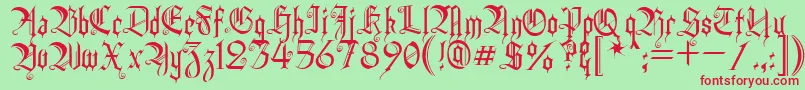 HeidornHill-fontti – punaiset fontit vihreällä taustalla