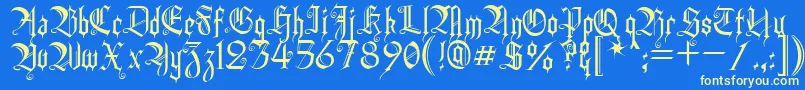 HeidornHill-fontti – keltaiset fontit sinisellä taustalla