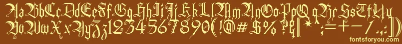 HeidornHill-fontti – keltaiset fontit ruskealla taustalla