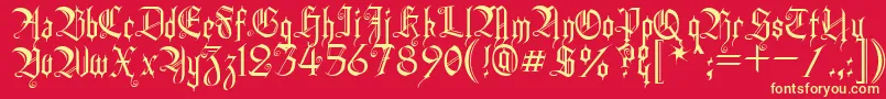 HeidornHill-Schriftart – Gelbe Schriften auf rotem Hintergrund
