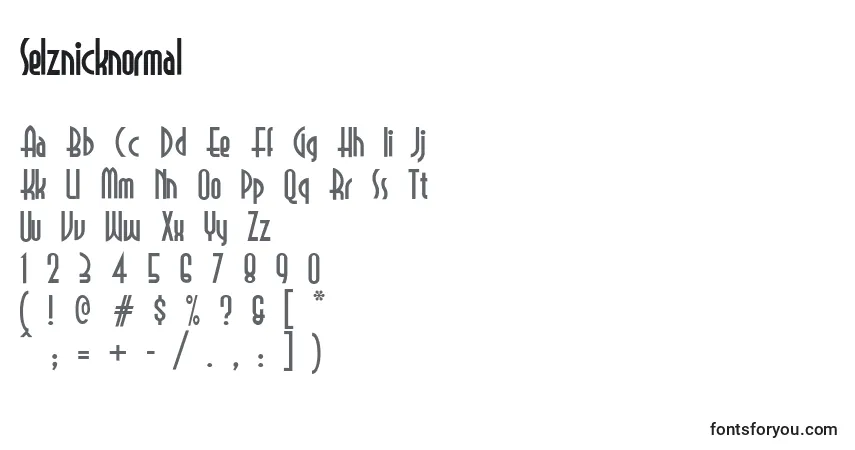 Czcionka Selznicknormal – alfabet, cyfry, specjalne znaki