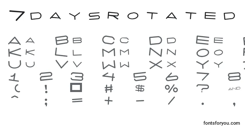 A fonte 7daysrotated – alfabeto, números, caracteres especiais