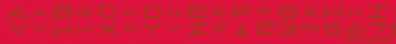 7daysrotated-Schriftart – Braune Schriften auf rotem Hintergrund