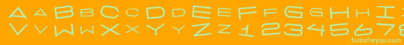 7daysrotated-Schriftart – Grüne Schriften auf orangefarbenem Hintergrund