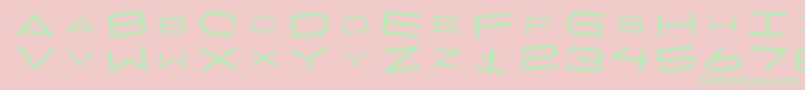 フォント7daysrotated – ピンクの背景に緑の文字