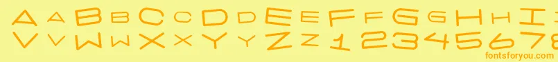 フォント7daysrotated – オレンジの文字が黄色の背景にあります。