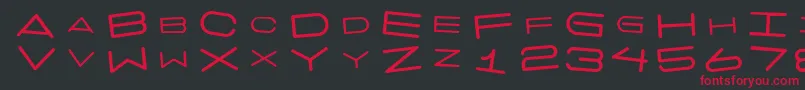 フォント7daysrotated – 黒い背景に赤い文字
