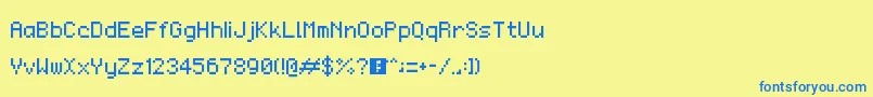 フォントMonaco – 青い文字が黄色の背景にあります。