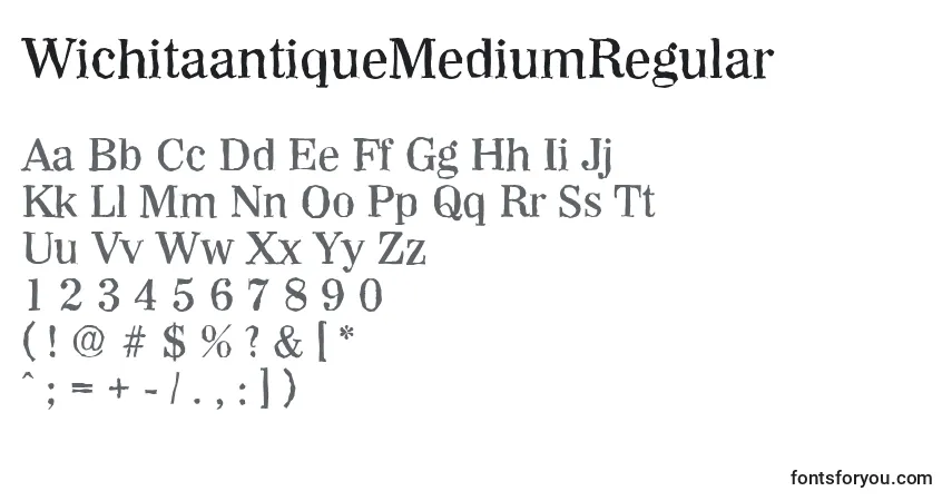 A fonte WichitaantiqueMediumRegular – alfabeto, números, caracteres especiais