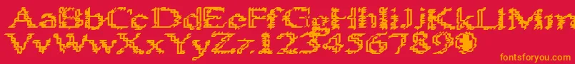 フォントHeatSinks486 – 赤い背景にオレンジの文字