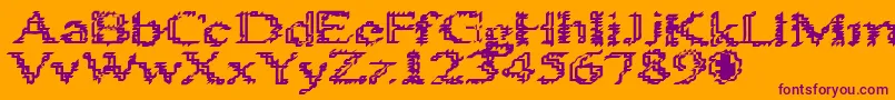 HeatSinks486-Schriftart – Violette Schriften auf orangefarbenem Hintergrund