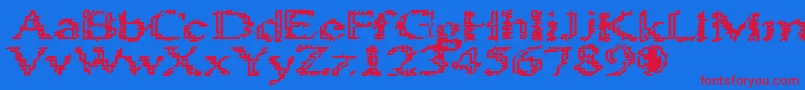 HeatSinks486 Font – Red Fonts on Blue Background