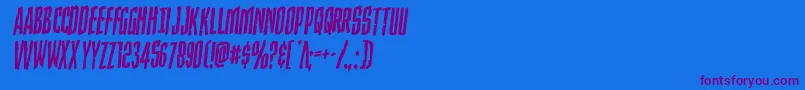 Strangerdangerrotal-Schriftart – Violette Schriften auf blauem Hintergrund