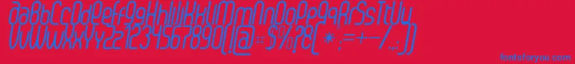 SenziRegularItalic-Schriftart – Blaue Schriften auf rotem Hintergrund