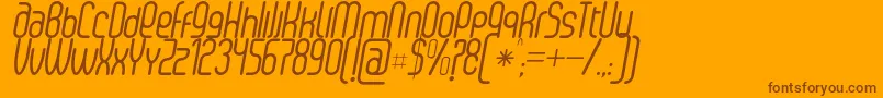 SenziRegularItalic-Schriftart – Braune Schriften auf orangefarbenem Hintergrund