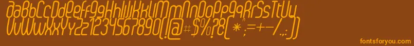 Weitere Informationen zur SenziRegularItalic-Schriftart SenziRegularItalic-Schriftart – Orangefarbene Schriften auf braunem Hintergrund