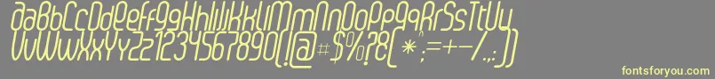 Weitere Informationen zur SenziRegularItalic-Schriftart SenziRegularItalic-Schriftart – Gelbe Schriften auf grauem Hintergrund