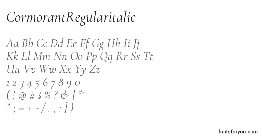 Fuente CormorantRegularitalic - alfabeto, números, caracteres especiales