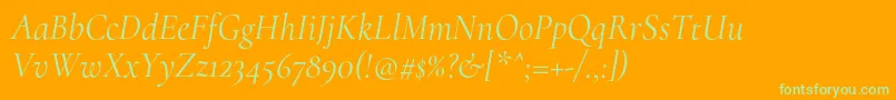 Шрифт CormorantRegularitalic – зелёные шрифты на оранжевом фоне