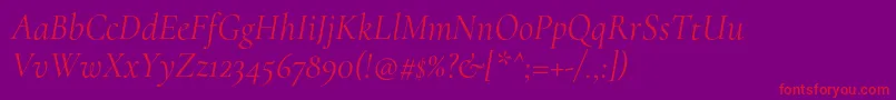 More about CormorantRegularitalic Font CormorantRegularitalic Font – Red Fonts on Purple Background