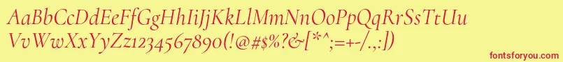CormorantRegularitalic Font – Red Fonts on Yellow Background