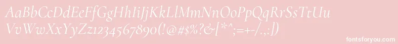 CormorantRegularitalic-fontti – valkoiset fontit vaaleanpunaisella taustalla