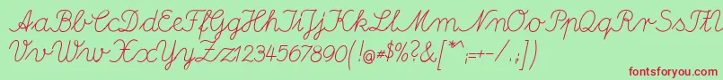 DeutscheNormalschriftA Font – Red Fonts on Green Background