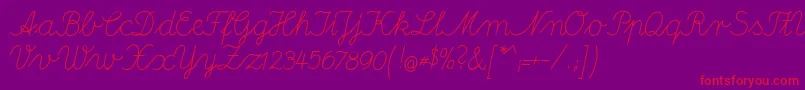 DeutscheNormalschriftA Font – Red Fonts on Purple Background