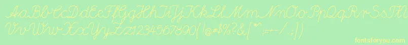 DeutscheNormalschriftA Font – Yellow Fonts on Green Background