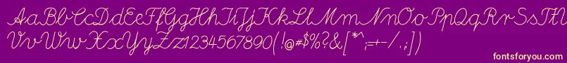 DeutscheNormalschriftA Font – Yellow Fonts on Purple Background