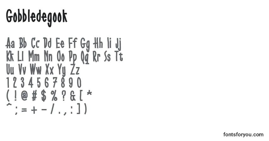 Czcionka Gobbledegook – alfabet, cyfry, specjalne znaki