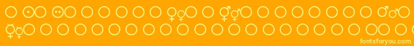 Fmsymb-Schriftart – Gelbe Schriften auf orangefarbenem Hintergrund