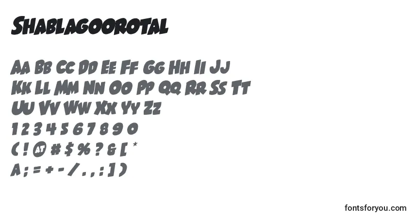 Shablagoorotal Font – alphabet, numbers, special characters