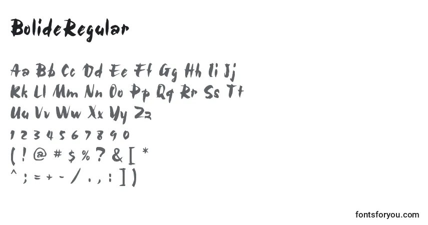 Schriftart BolideRegular – Alphabet, Zahlen, spezielle Symbole