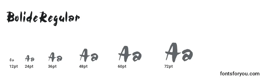 BolideRegular Font Sizes