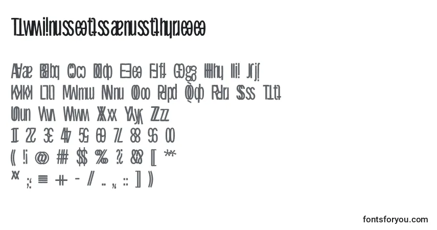 Шрифт Twinsetsansthree – алфавит, цифры, специальные символы