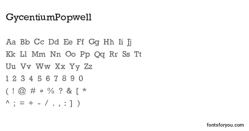 A fonte GycentiumPopwell – alfabeto, números, caracteres especiais