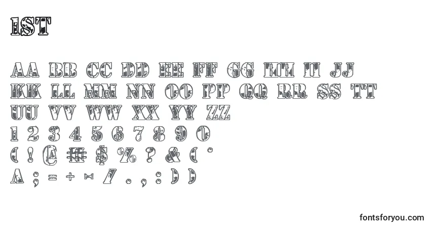 Czcionka 1st – alfabet, cyfry, specjalne znaki