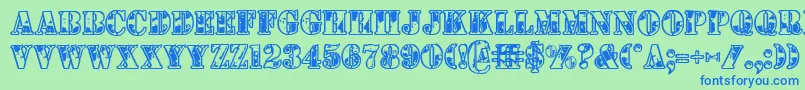 1st Font – Blue Fonts on Green Background