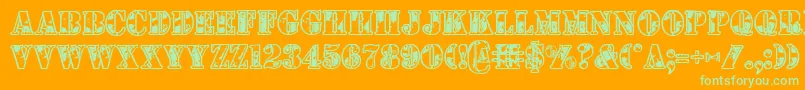 1st Font – Green Fonts on Orange Background