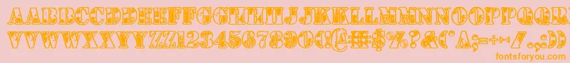 1st-Schriftart – Orangefarbene Schriften auf rosa Hintergrund