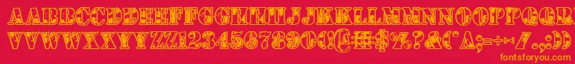 1st Font – Orange Fonts on Red Background