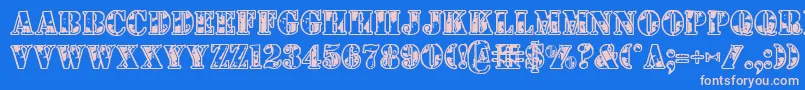 1st Font – Pink Fonts on Blue Background