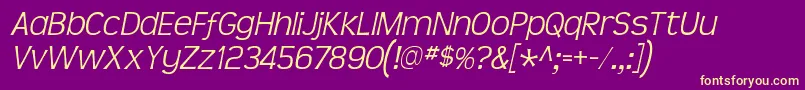 Fonte TeenLtIt – fontes amarelas em um fundo roxo