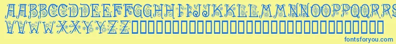 Spring-Schriftart – Blaue Schriften auf gelbem Hintergrund