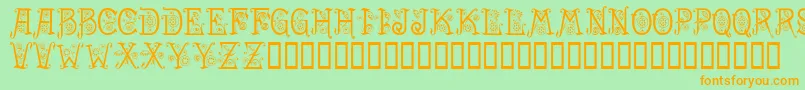 Spring-Schriftart – Orangefarbene Schriften auf grünem Hintergrund